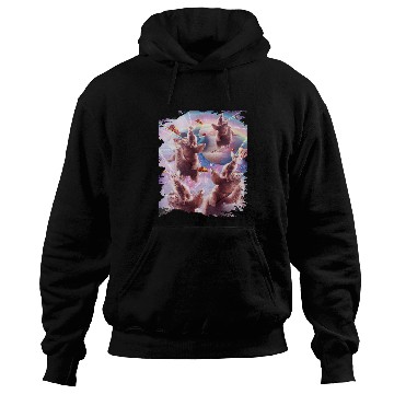 Discover Sloth Gift Space Cat Sloth Llama Riding Rainbow Laser Eyes Hoodies