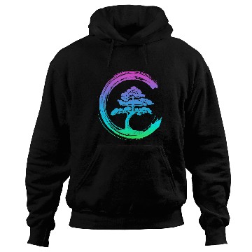 Discover Bonsai Tree Enso Circle Calligraphy Art for Meditation Hoodies