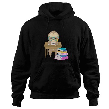 Discover Cute Sloth Glasses Reading School Book Writing Math Desk Hoodies