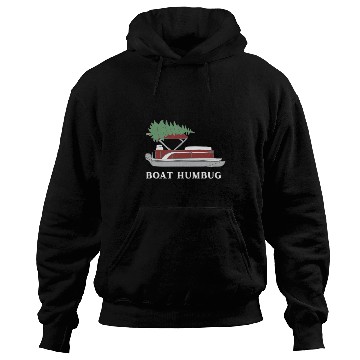 Discover Boat Humbug Pontoon Boat with Christmas Tree On Top Hoodies