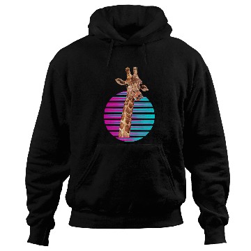 Discover Retro Giraffe Synthwave Giraffe Zoo Worker Animal Hoodies