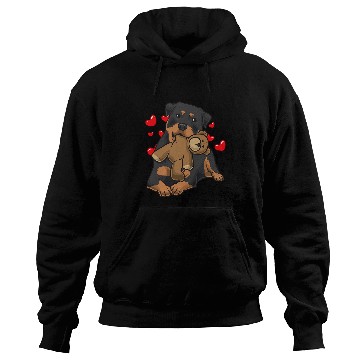 Discover Dog Rottweiler With Stuffed Animal And Many Hearts Hoodies