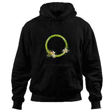 Discover Bamboo frame with leaves and exotic flowers Hoodies