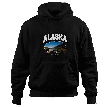 Discover Alaska Wilderness Bear Silhouette Graphic Design Hoodies