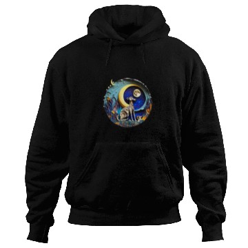 Discover Dog Grayhound Greyhound Dog in Space Full Moon Planets Stars Cute Art Hoodies