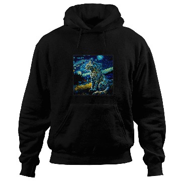 Discover Leopard Gift Surrealism Starry Night Snow Leopard Hoodies