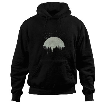 Discover Full Moon Forest Stars Whimsical Art Painting Nature Trees Hoodies