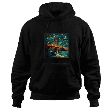 Discover Surrealism Starry Night Golden Gate Bridge Hoodies