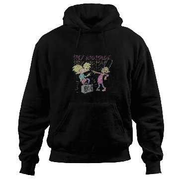 Discover Hey Arnold Arnold Gerald Jamming Distressed Portrait Hoodies