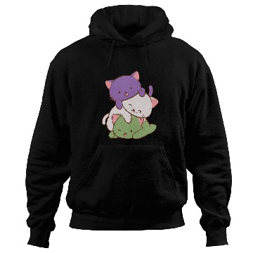 Discover Gender Queer Pride Flag Kawaii Cat Graphic Hoodies