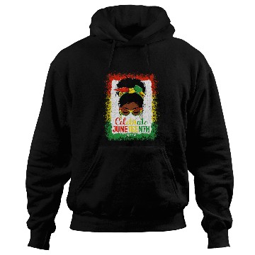 Discover Celebrate Juneteenth Black Women Messy Bun Girls Bleached Hoodies