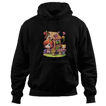 Discover Flower Cat Girl Gardening Kitten Gardener Garden Maid Plant 8 Hoodies
