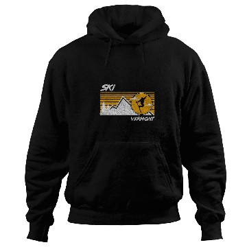 Discover Skiing Ski Vermont Retro Distressed Skiing Tee Hoodies