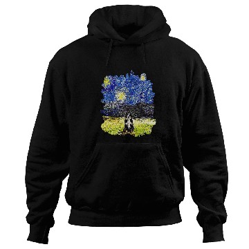 Discover Starry Night Impressionist Dog Art Bernese Mountain Hoodies