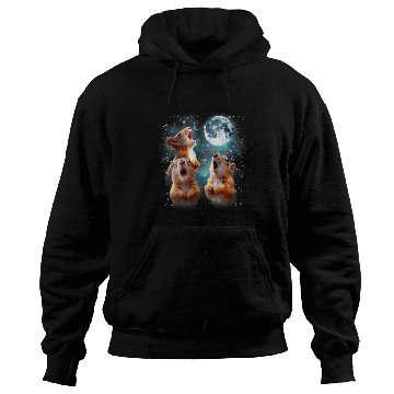 Discover 3 Squirrel Moon Howling Squirrel Head Funny For Men Women Hoodies
