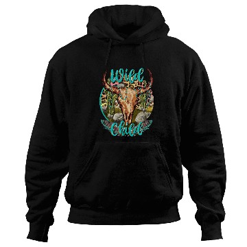 Discover Skeletons Skulls Leopard Boho Bull Skull Cactus Wild Child Western Country Skull Hoodies