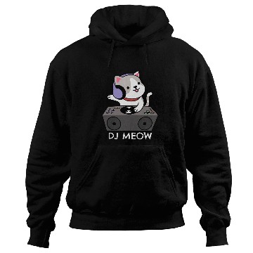 Discover Funny Techno Rave Cat Hause Music DJ MEOW Cat Deejay Kitty Hoodies