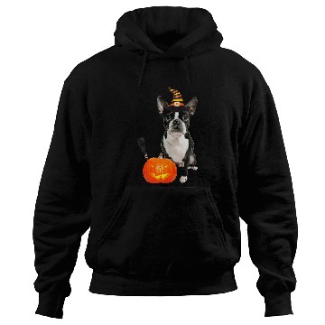 Discover Boston Terrier Pet Witch Hat Halloween Dog Costume Hoodies