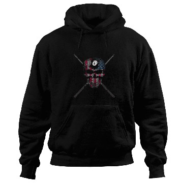Discover Sport Billiard Skull American Flag Skull Billiards Pool Player Hoodies