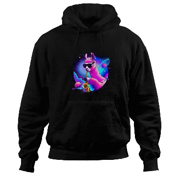 Discover Funny Saxophone Lama Llama Playing Saxophone in Space Outer Space Sax Llama Hoodies