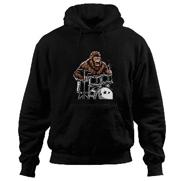 Discover Funny Drummer Retro bigfoots Sasquatch Playing Drums 2Music Band Drummer Hoodies