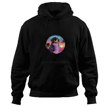 Discover Bernese Mountain Pet Synthwave 80s Retrowave Aesthetic Hoodies