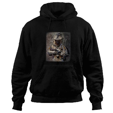 Discover Pug Pet Grumpy as armys Commando in Full Tactical Hoodies