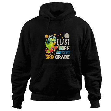 Discover Dinosaur Pet Blast Off Into 3rd grade First Day of School Dinosaur Astro Hoodies