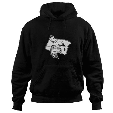 Discover Fishing Fun Retro Fishing Oregon State Mountain Hoodies