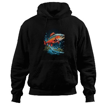 Discover Fishing Fun Fly Fishing Arctic Char Brook Trout Fish 11 Hoodies