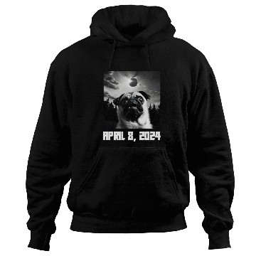 Discover Pug Taking Selfie Totality 04 08 24 Total Solar Eclipse 2024 Hoodies