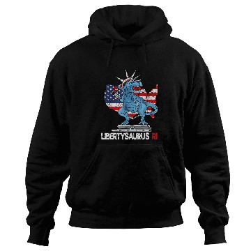 Discover Dinosaur Pet Libertysaurus T rexs Statue of Liberty Dinosaur 4th of July Hoodies