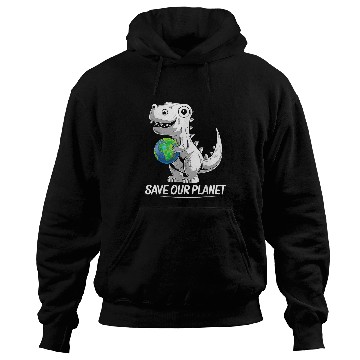 Discover Dinosaur Pet TRex Holding Earth Planet Happy Earth Day Hoodies