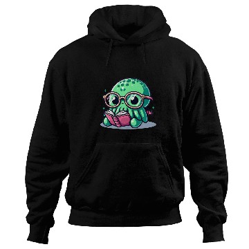 Discover Book Fun Adorable Book Lover Cthulhu With Reading Glasses Cute Hoodies