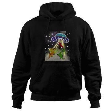 Discover Dinosaur Pet TRex Stegosaurus Abducted by Alien Spaceship Hoodies