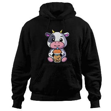 Discover Cow Pet Bubble Milk Tea Cow Cute Cow Drinking Boba Milk Tea 01 Hoodies