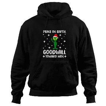 Discover Aliens UFO Peace on Earth Goodwill Toward Men Alien Santa Hat Pacifist Hoodies