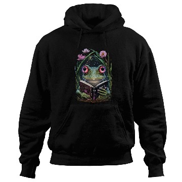 Discover Frog Pet Cottagecore Frog Toad Reading Book Reader Aesthetic Girls Hoodies
