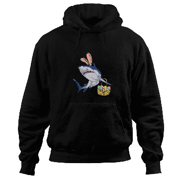 Discover Shark Pet with Easter Basket and Bunny Ears Happy Easter Hoodies
