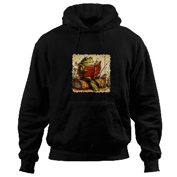 Discover Book Fun Frog Toad Fishing vintages Classic Book Frog Reading Book Hoodies