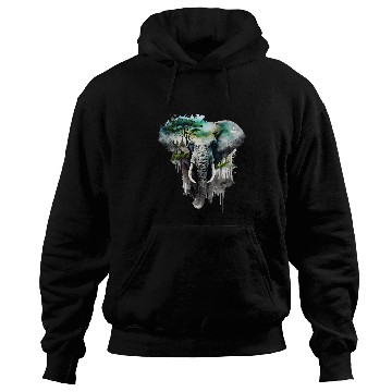 Discover Elephant Mammal Tree Forest Animal Print Art Animal Lover Hoodies