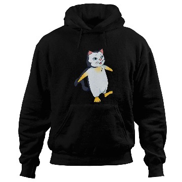 Discover Penguin Pet Funny penguin illustration with a cat face on it Hoodies