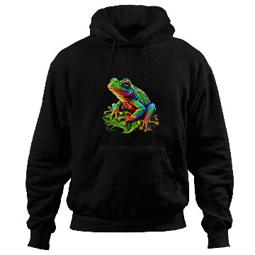 Discover Frog Pet Colorful Frog Toad Lover Rainbow Amphibian Cute Retro Green Hoodies