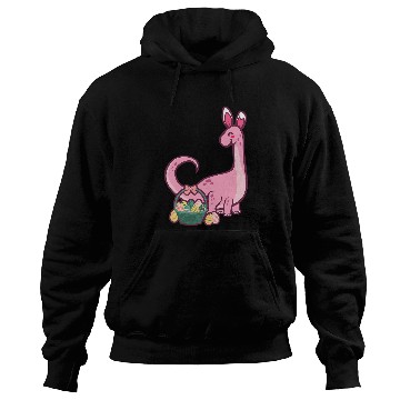 Discover Dinosaur Pet Brontosaurus Dinosaur Easter Bunny Egg Hunting Funny Easter Hoodies