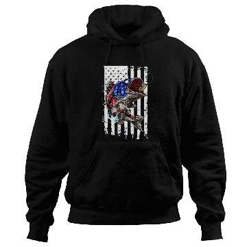 Discover Fishing Fun Bass Fish American Flag 75 Hoodies