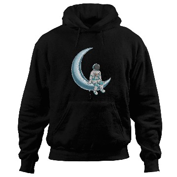 Discover Astronaut Job Floats on Crescent Moon Silver Balloon Hoodies