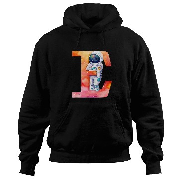 Discover Space Astronaut Letter E Name Monogram Initial Galaxy Planet Hoodies