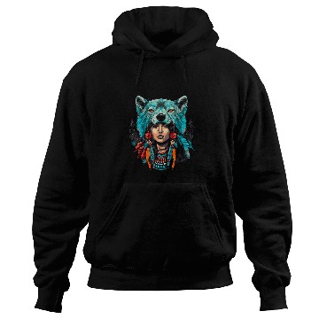 Discover Coyote Mammal Woman wolfs Head Native American Warrior Tradition Hoodies