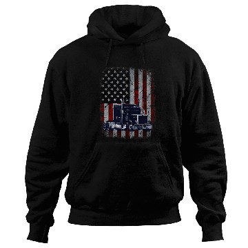 Discover Truck Fun American Flag Trucker Big Rig SemiTrailer Hoodies