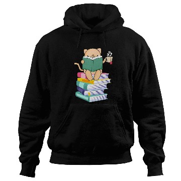 Discover Book Fun Kitten Tea Cat Owners Kitty Lover Meow Book Hoodies